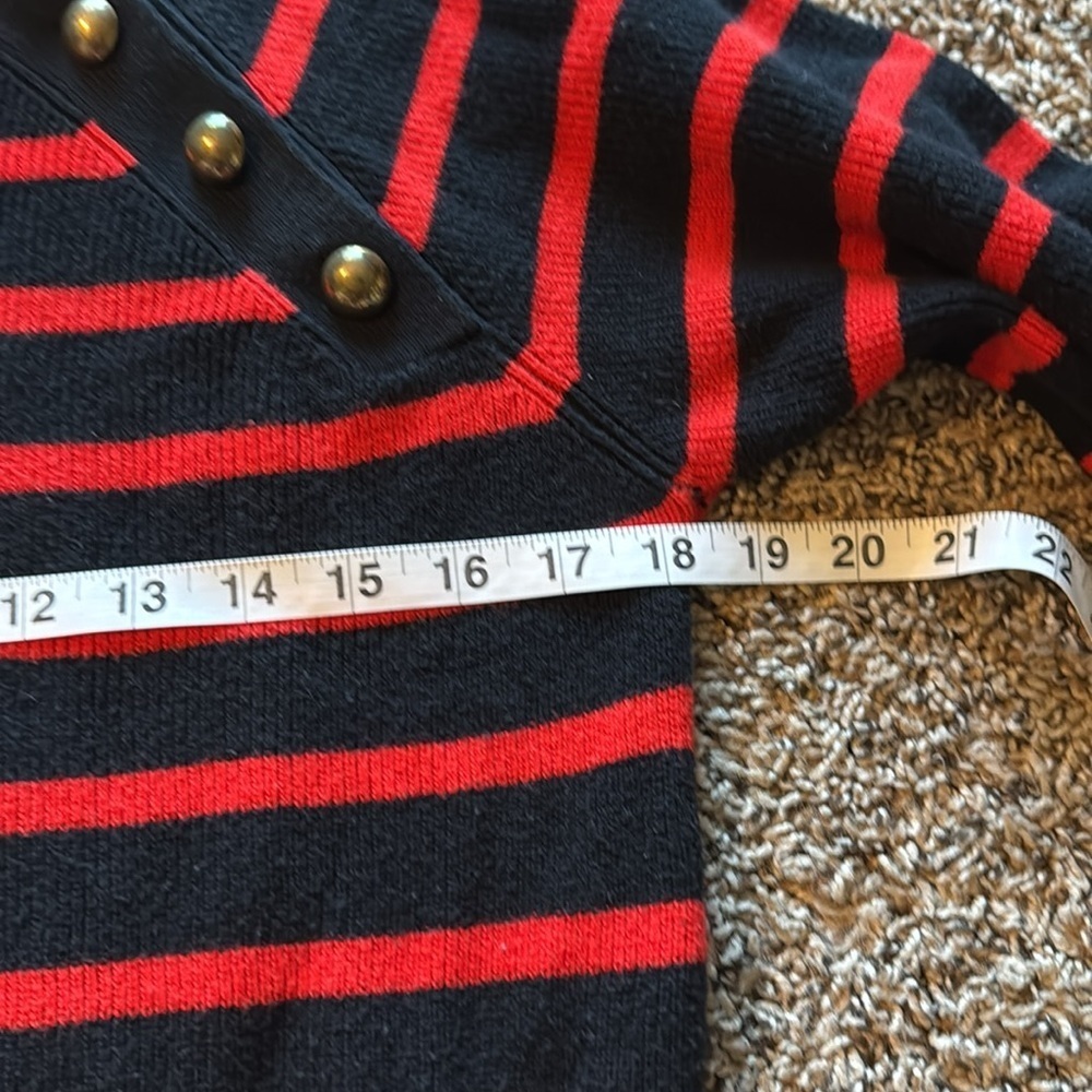 Who What‎ Wear Black and Red Knit Top with Gold Button Accent - Picture 9 of 10